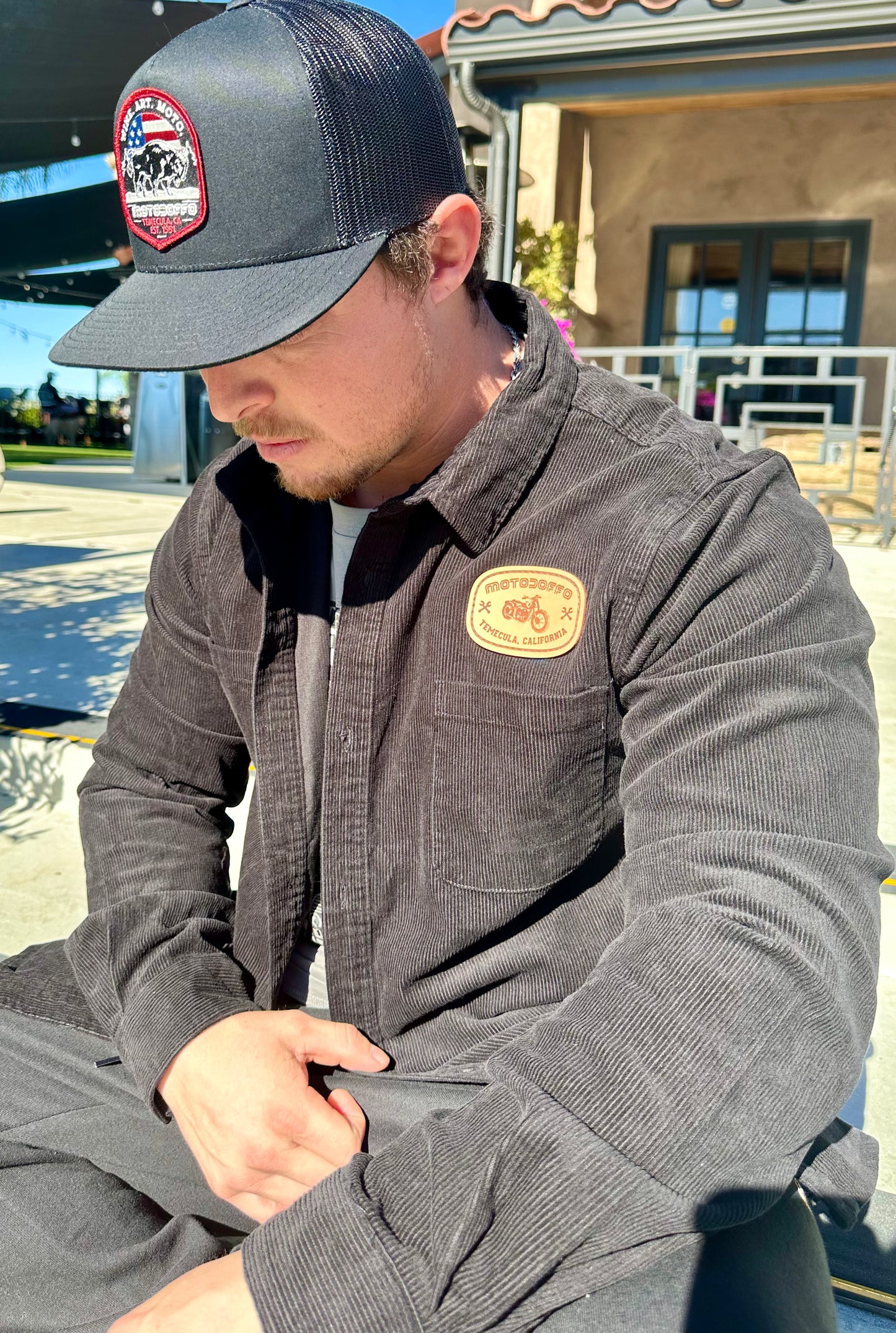 LEATHER PATCH CORDUROY JACKET