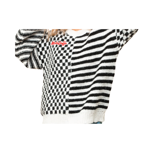 CHECK & STRIPES SWEATER