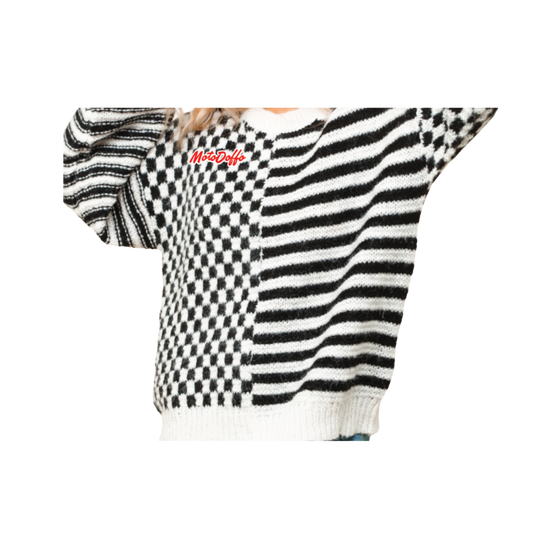 CHECK & STRIPES SWEATER